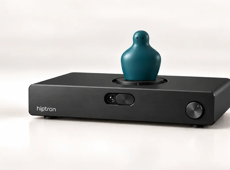 Hiptron Home mit der blauen Figur