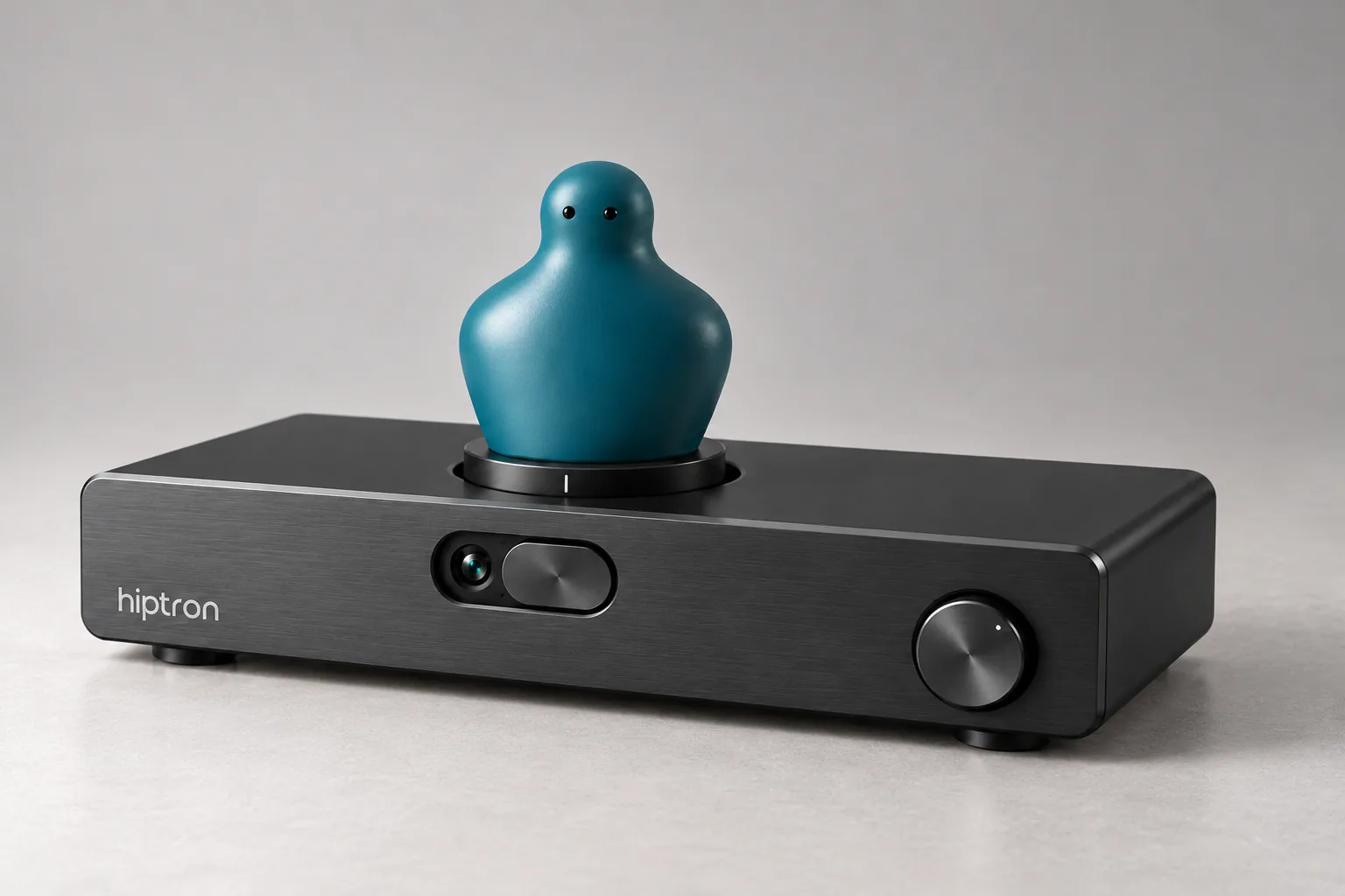 Hiptron Home mit der blauen Figur auf dem Gerät